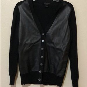 J.Crew leather cardigan